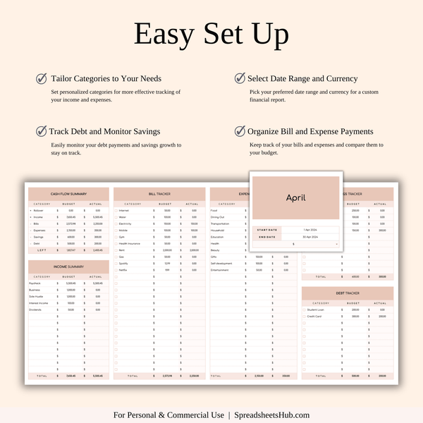 PLR - Easy Budget Planner (Elegant Theme) - SpreadsheetsHub