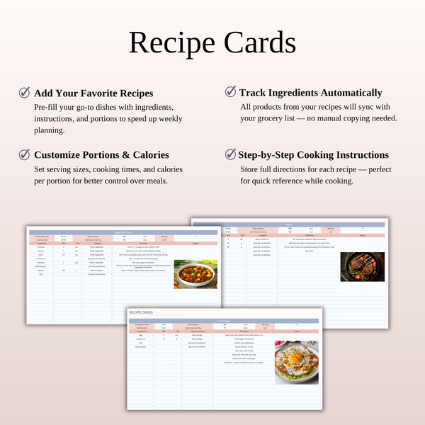 Meal Planner Template for Google Sheets & Excel - SpreadsheetsHub