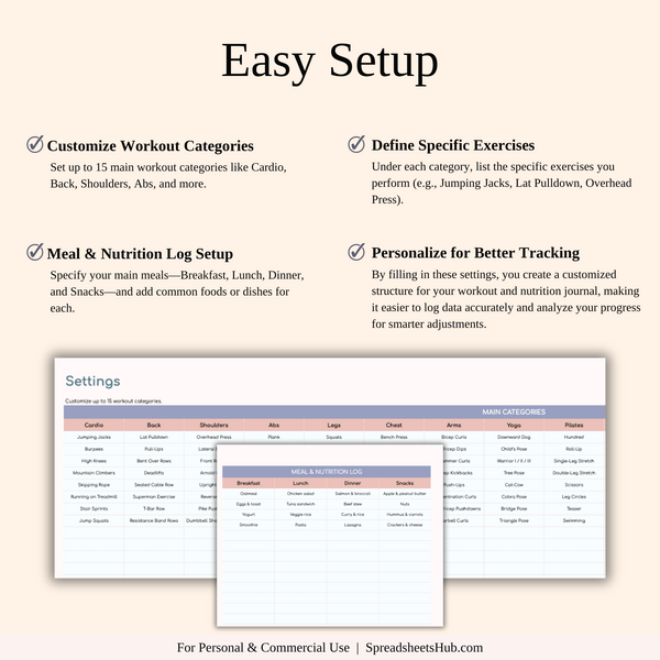 PLR - Fitness Planner - SpreadsheetsHub