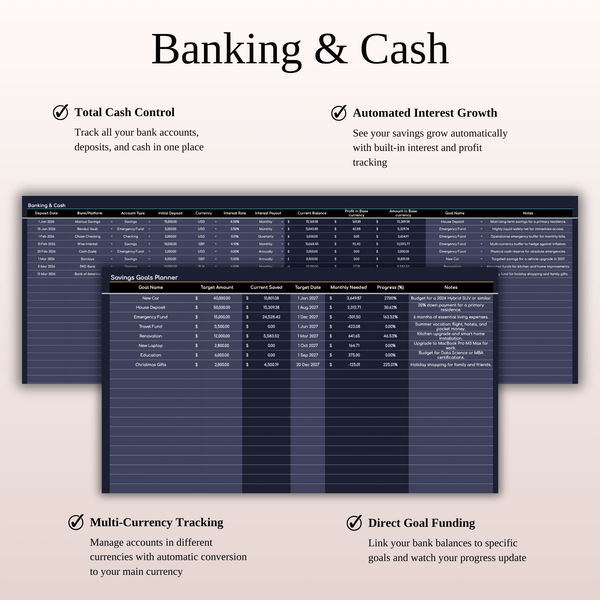 Banking & Cash Investment Portfolio Tracker - SpreadsheetsHub