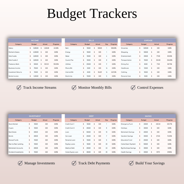 Monthly Budget Spreadsheet Template Excel & Google Sheets - SpreadsheetsHub