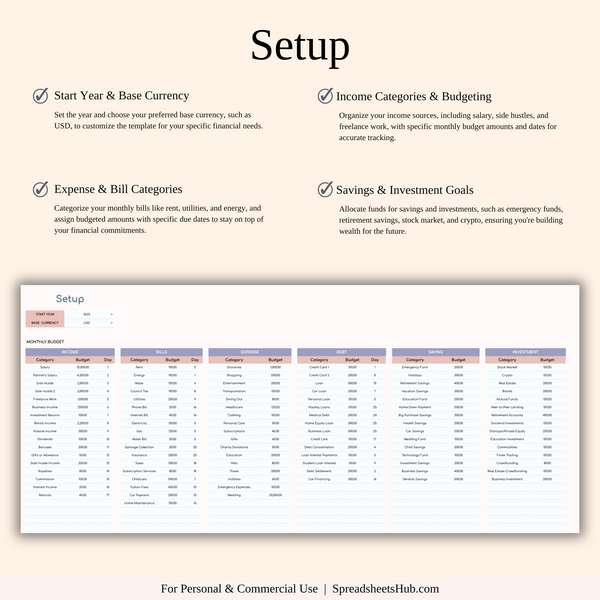 PLR - Annual Paycheck Budget - SpreadsheetsHub