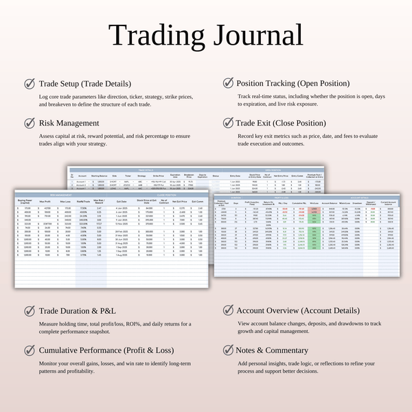 Options Trading Journal Template for Google Sheets and Excel - SpreadsheetsHub