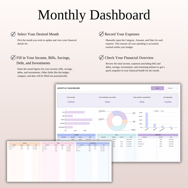 Bill Tracker Spreadsheet for Excel & Google Sheets (Rainbow Theme) - SpreadsheetsHub
