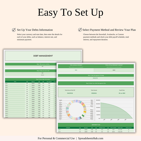 PLR - Debt Repayment Tracker (Green Theme) - SpreadsheetsHub