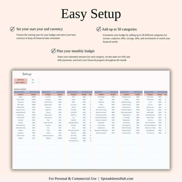 PLR - Annual Budget Spreadsheet Template - SpreadsheetsHub