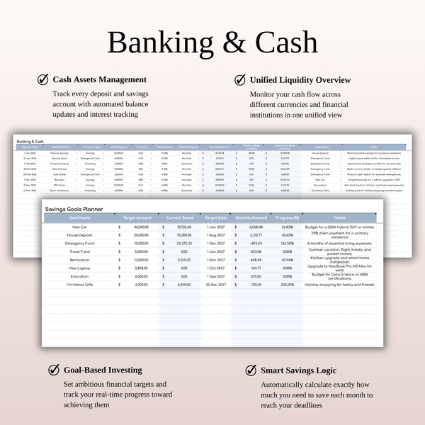 Banking & Cash Investment Tracker - SpreadsheetsHub