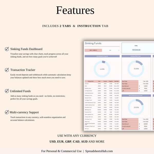 PLR - Sinking Funds Tracker - SpreadsheetsHub