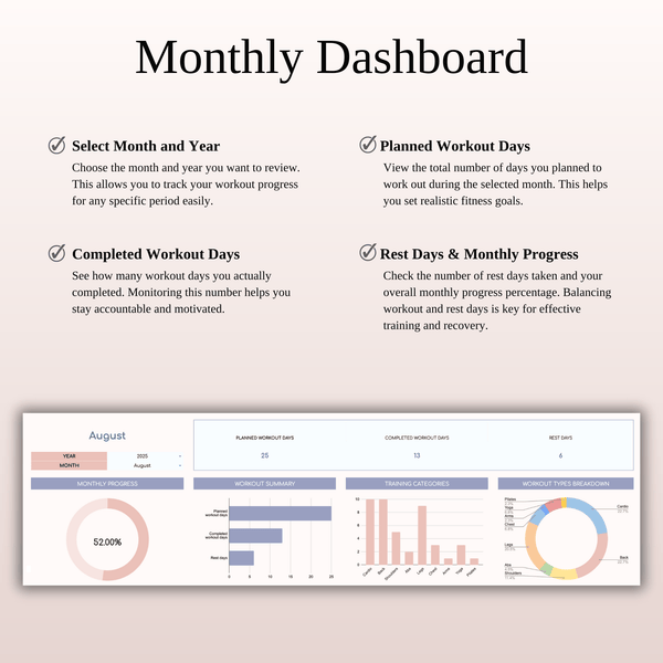 Fitness Planner Template Spreadsheet for Google Sheets & Excel - SpreadsheetsHub