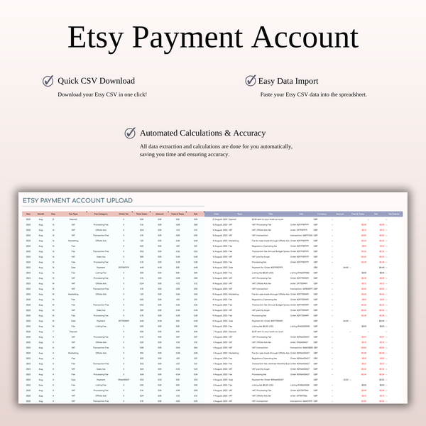 Etsy Seller Automatic Bookkeeping in Excel & Google Sheets - SpreadsheetsHub