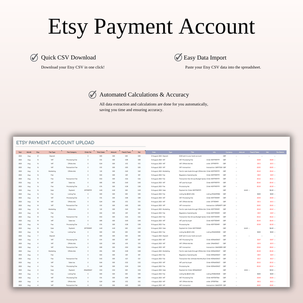 Etsy Seller Automatic Bookkeeping in Excel & Google Sheets - SpreadsheetsHub