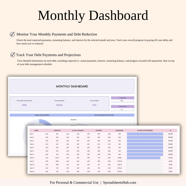 PLR - Debt Tracker Spreadsheet Template (Rainbow Theme) - SpreadsheetsHub
