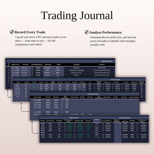 Trading Journal - Stock Trading Journal (Dark Mode)