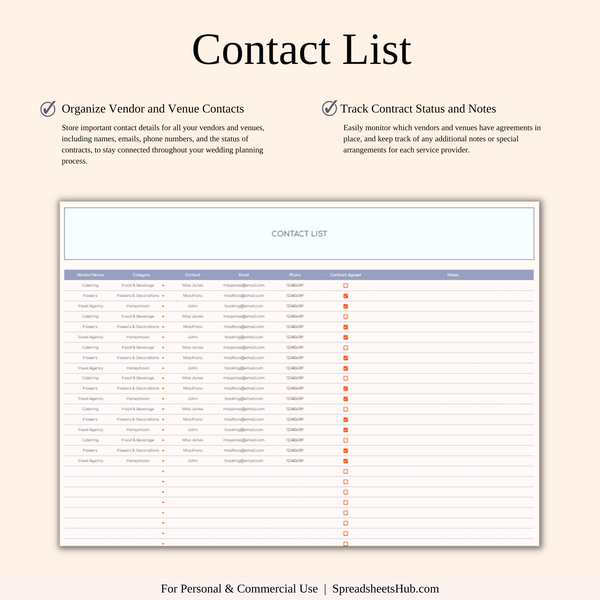 PLR - Wedding Planner Spreadsheet Template - SpreadsheetsHub