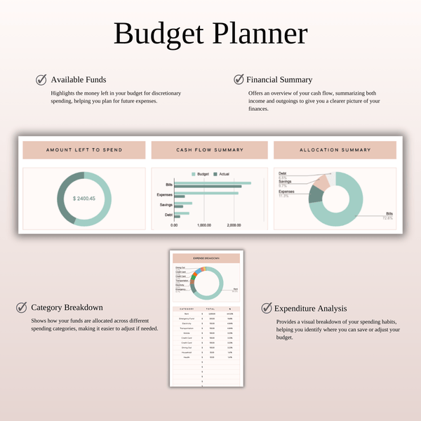 Budget Planner Excel & Google Sheets, Monthly Budget Spreadsheet, Personal Finance Tracker (Elegant Theme) - SpreadsheetsHub