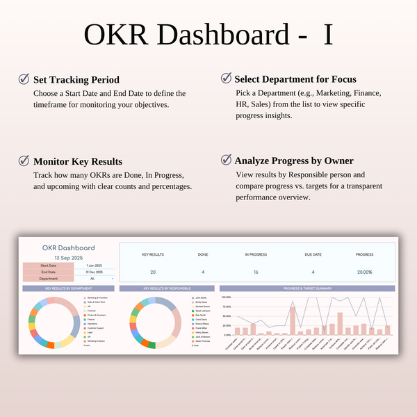 OKR Dashboard - I - SpreadsheetsHub
