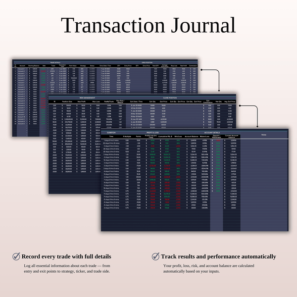 Transaction Journal - Futures Trading Journal - SpreadsheetsHub