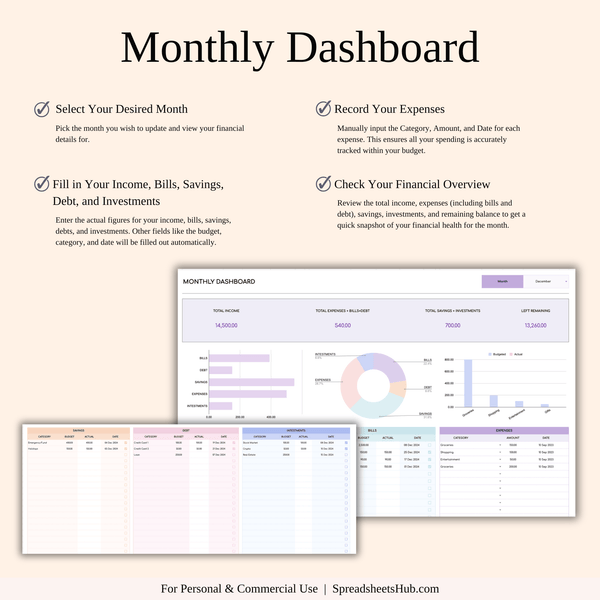 PLR - Bill Tracker Spreadsheet (Rainbow Theme) - SpreadsheetsHub