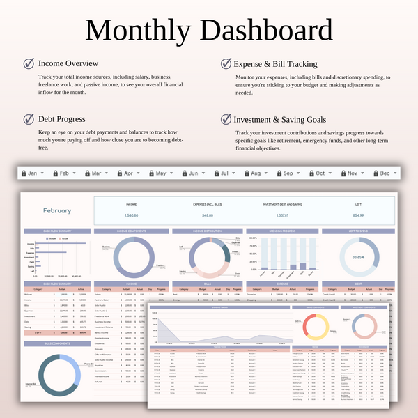 Annual Paycheck Budget Spreadsheet Template in Excel and Google Sheets - SpreadsheetsHub