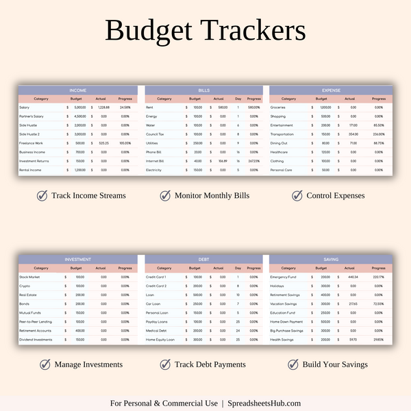 PLR - Monthly Budget Spreadsheet Template - SpreadsheetsHub