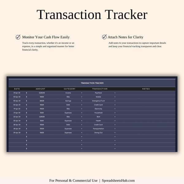 PLR - Budget Planner | Monthly Finance Tracker (Dark Theme) - SpreadsheetsHub