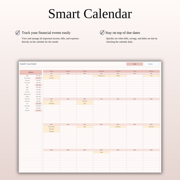 Bill Calendar Tracker Template for Excel & Google Sheets - SpreadsheetsHub