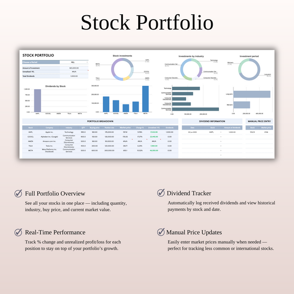 Stock Trading Journal Template for Google Sheets & Excel - SpreadsheetsHub