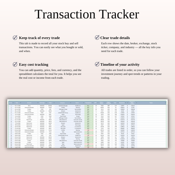 Stock Portfolio Tracker for Google Sheets & Excel - SpreadsheetsHub