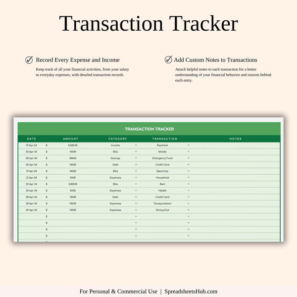 PLR - Simple Budget Planner (Green Theme) - SpreadsheetsHub