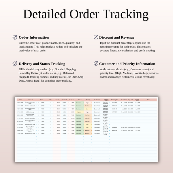 Order Tracker Spreadsheet Template - SpreadsheetsHub