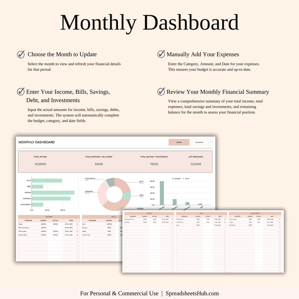 PLR - Bill Tracker Calendar Template (Elegant Theme) - SpreadsheetsHub