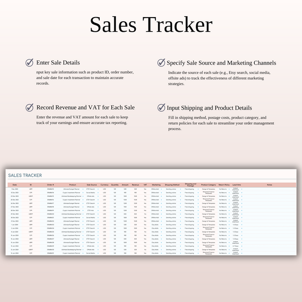 Etsy Seller Spreadsheet Template in Excel & Google Sheets - SpreadsheetsHub