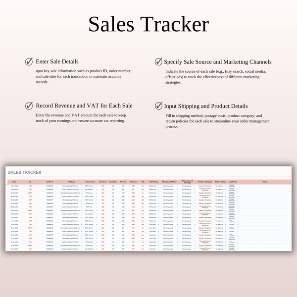 Etsy Seller Spreadsheet Template in Excel & Google Sheets - SpreadsheetsHub