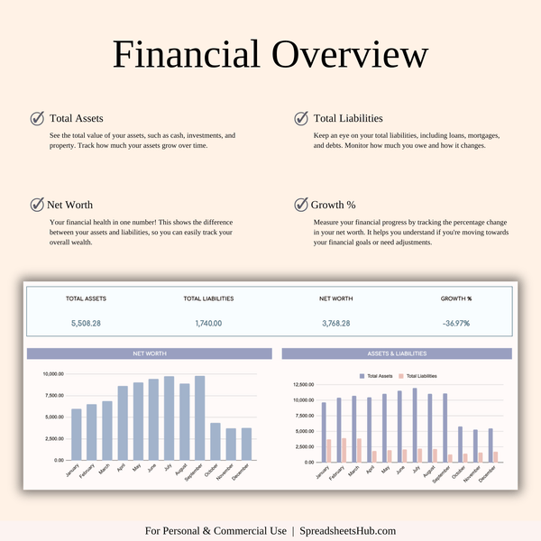 PLR - Net Worth Tracker Spreadsheet - SpreadsheetsHub