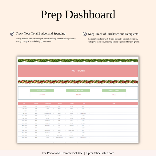 PLR - Christmas Planner Spreadsheet Template - SpreadsheetsHub