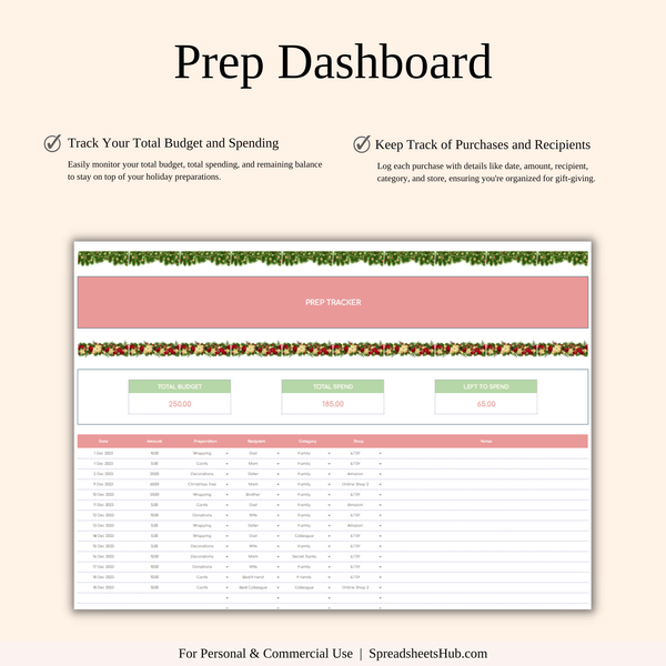 PLR - Christmas Planner Spreadsheet Template - SpreadsheetsHub