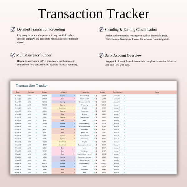 Annual Paycheck Budget Spreadsheet Template in Excel and Google Sheets - SpreadsheetsHub