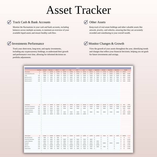 Net Worth Tracker Spreadsheet for Google Sheets and Excel - SpreadsheetsHub
