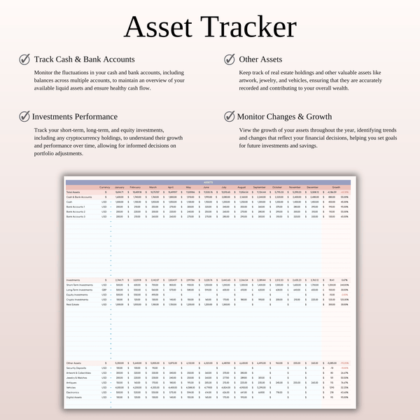 Net Worth Tracker Spreadsheet for Google Sheets and Excel - SpreadsheetsHub