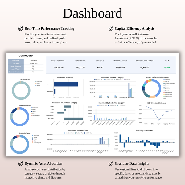 Dashboard Investment Tracker - SpreadsheetsHub