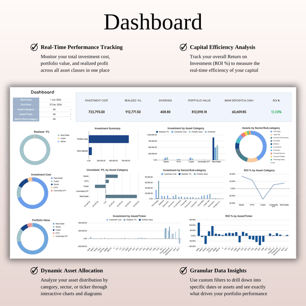 Dashboard Investment Tracker - SpreadsheetsHub