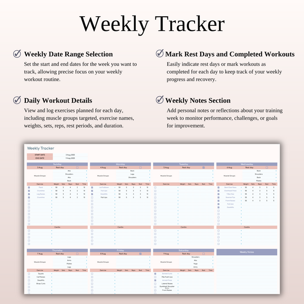 Fitness Planner Template Spreadsheet for Google Sheets & Excel - SpreadsheetsHub