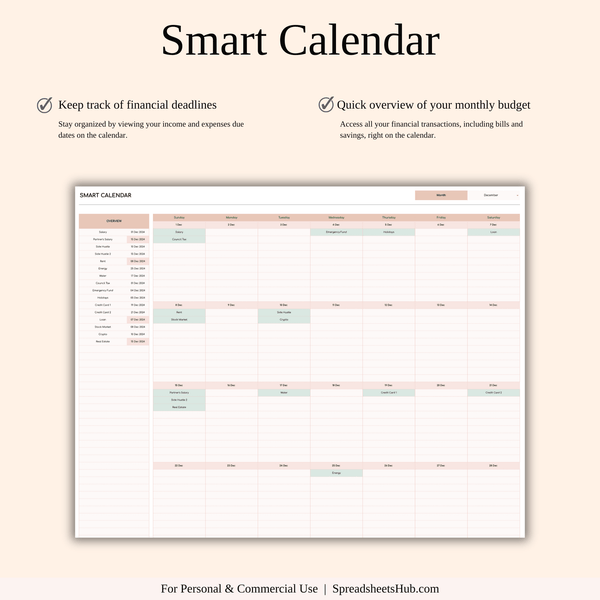 PLR - Bill Tracker Calendar Template (Elegant Theme) - SpreadsheetsHub