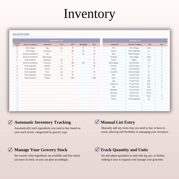 Meal Planner Template for Google Sheets & Excel - SpreadsheetsHub