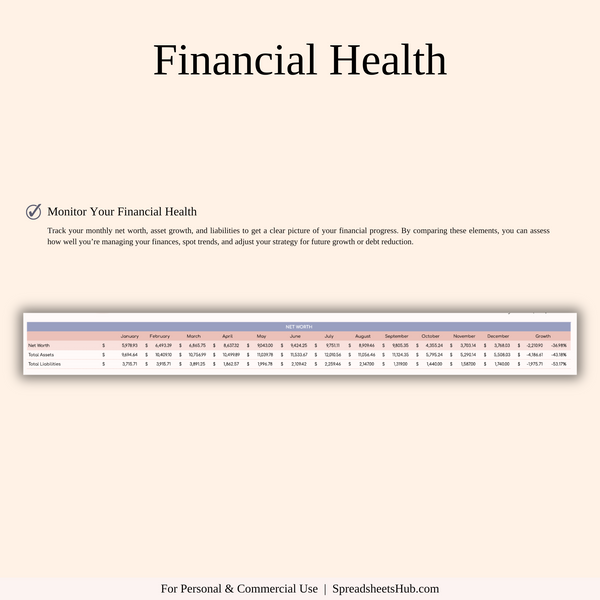 PLR - Net Worth Tracker Spreadsheet - SpreadsheetsHub