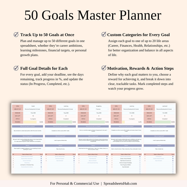 PLR - Goal Planner - SpreadsheetsHub