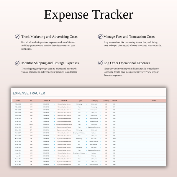 Etsy Seller Spreadsheet Template in Excel & Google Sheets - SpreadsheetsHub