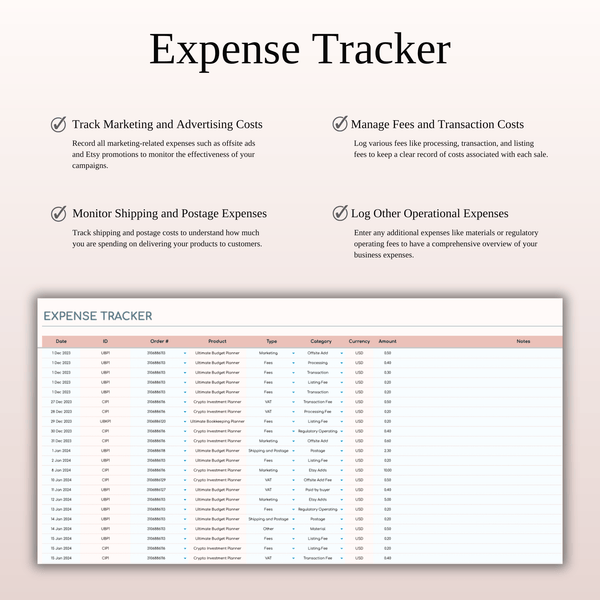 Etsy Seller Spreadsheet Template in Excel & Google Sheets - SpreadsheetsHub
