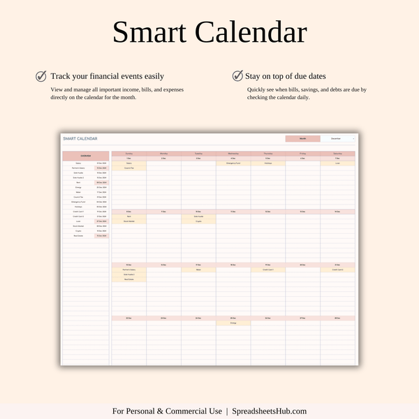 PLR - Bill Calendar Tracker Template - SpreadsheetsHub