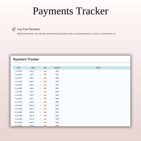 Debt Tracker Spreadsheet Template Excel & Google Sheets (Rainbow Theme) - SpreadsheetsHub